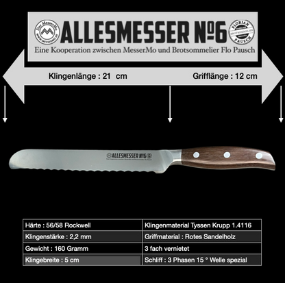 Allesmesser Brotmesser mit 21 cm
